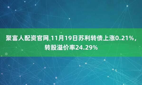 聚富人配资官网 11月19日苏利转债上涨0.21%，转股溢价率24.29%
